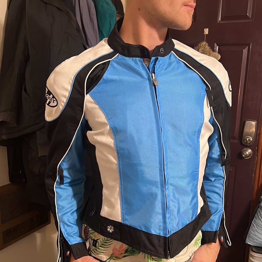 Joe Rocket Motorcycle Jacket Womens Large Black Blue White